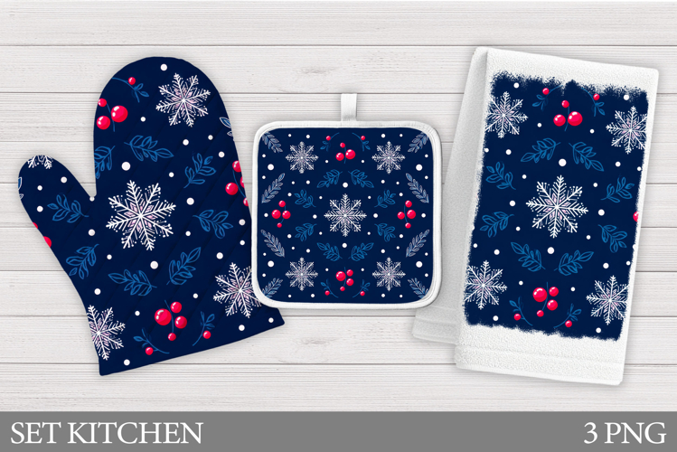 Snowflakes Oven Mitt Design. Christmas Square Pot Holder