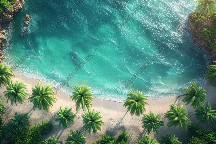 Aerial view turquoise ocean. Summer background. High photo example image 1
