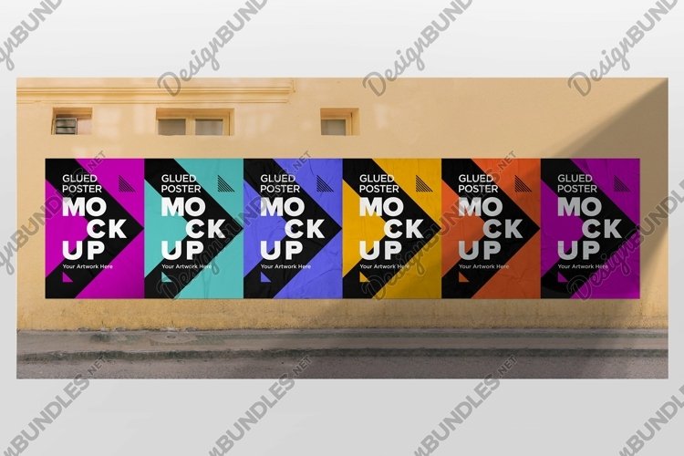 Glued and Crumpled Poster Mockup with Shadow Overlay example image 1