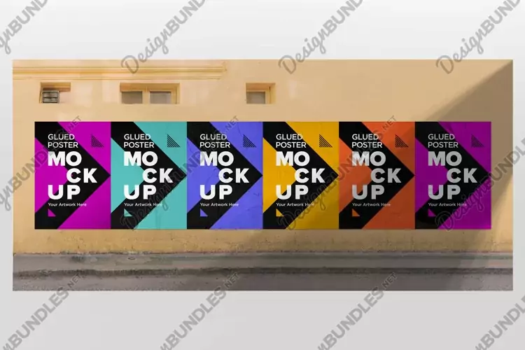 Glued and Crumpled Poster Mockup with Shadow Overlay