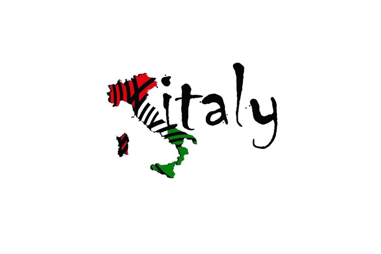 Map italy color national flag with cross line vector icon