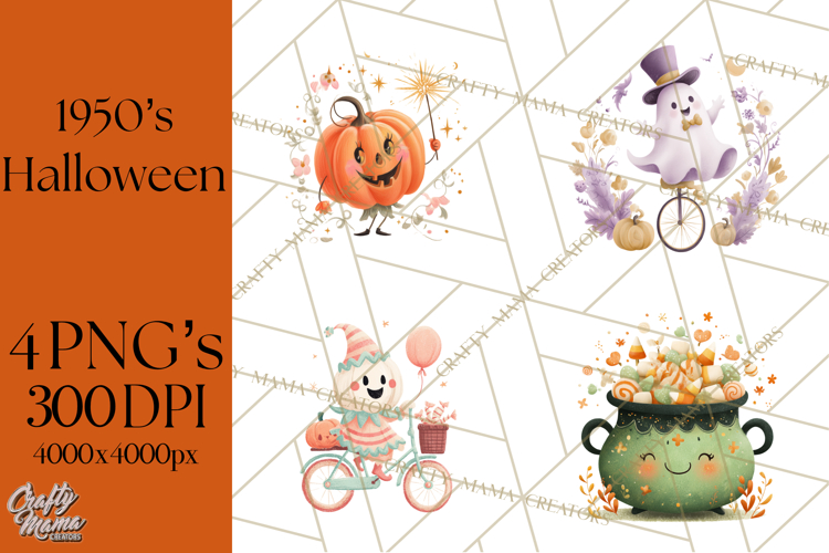 Vintage Halloween Parade Clipart PNG, Halloween Kids Png
