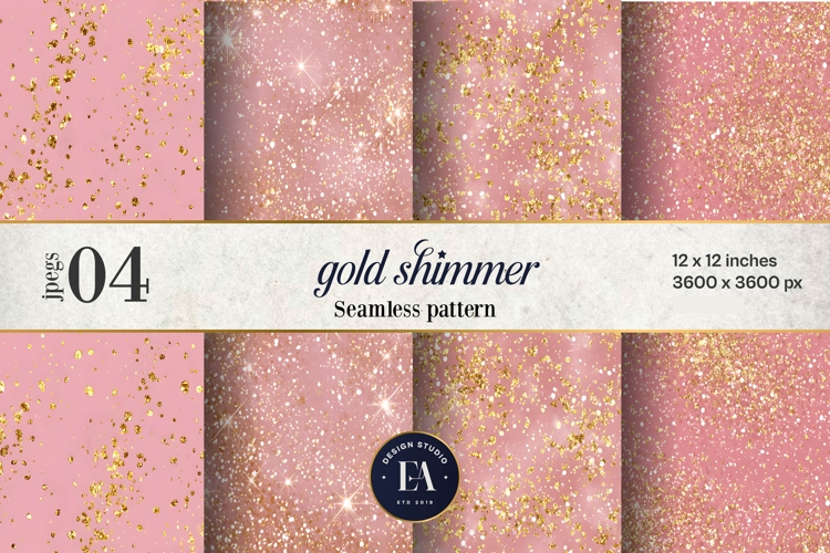 Pink Gold Shimmer Digital Paper, Glitter Texture
