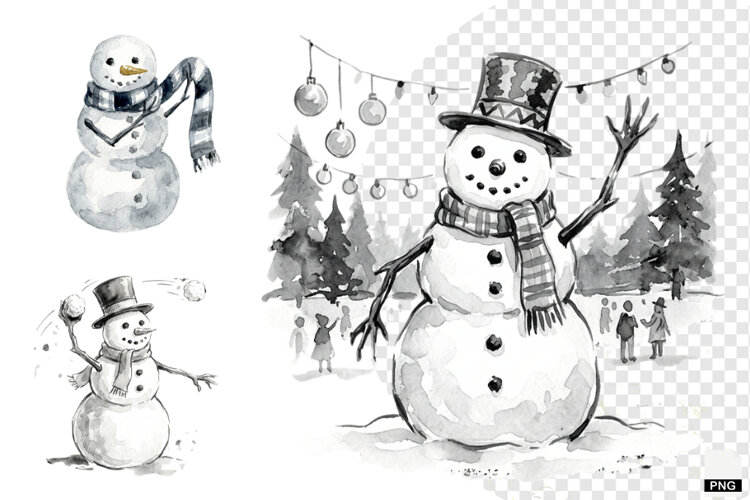 Snowman Party Clipart example image 1