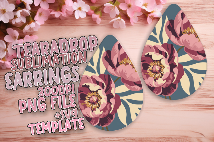 Dynamic Teardrop Earrings Design PNG , Flowers