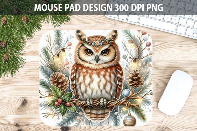 Watercolor Owl Mouse Pad Sublimation - Valentines PNG