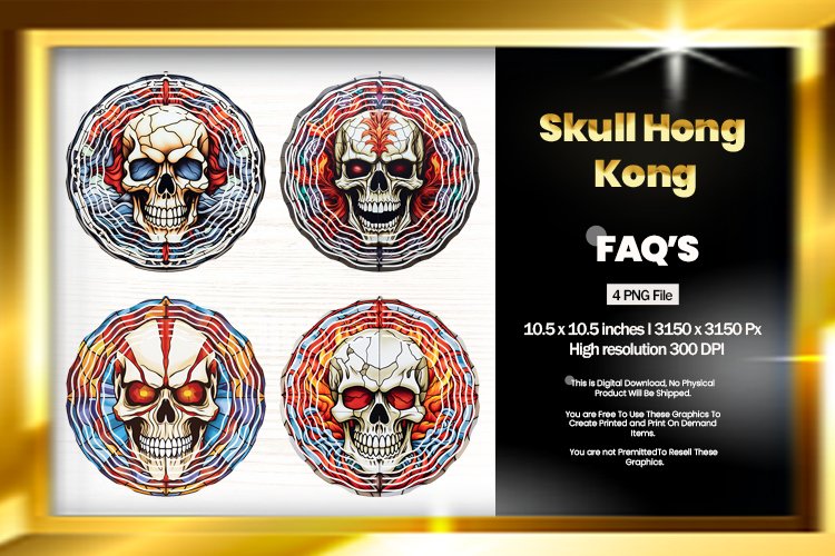 Skull Hong Kong Flag Wind Spinner Sublimation - 04 Variation