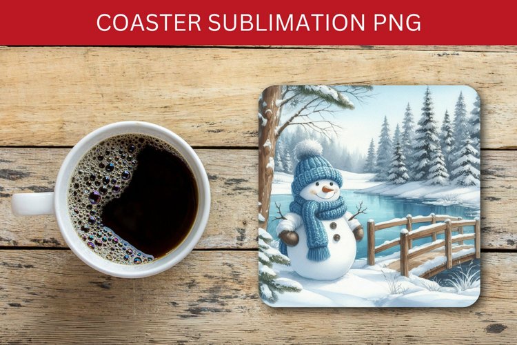 square coaster - christmas snowman example image 1