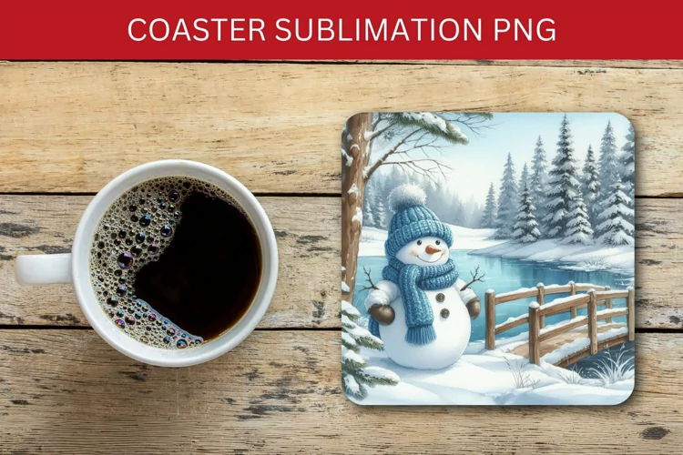 square coaster - christmas snowman