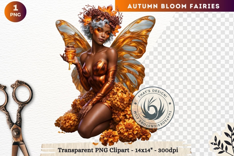 Autumn Bloom Floral Fairy Clipart, Mythical Fantasy PNG
