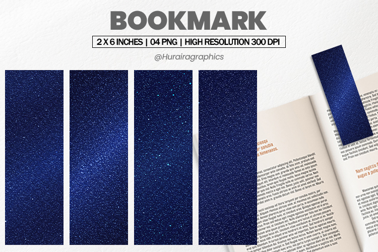 Navy Blue Gilitter Bookmarks PNG, Bookmark Sublimation