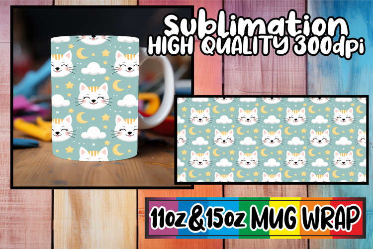 Inspired thoughts 11oz 15oz mug wrap, Funny Cat