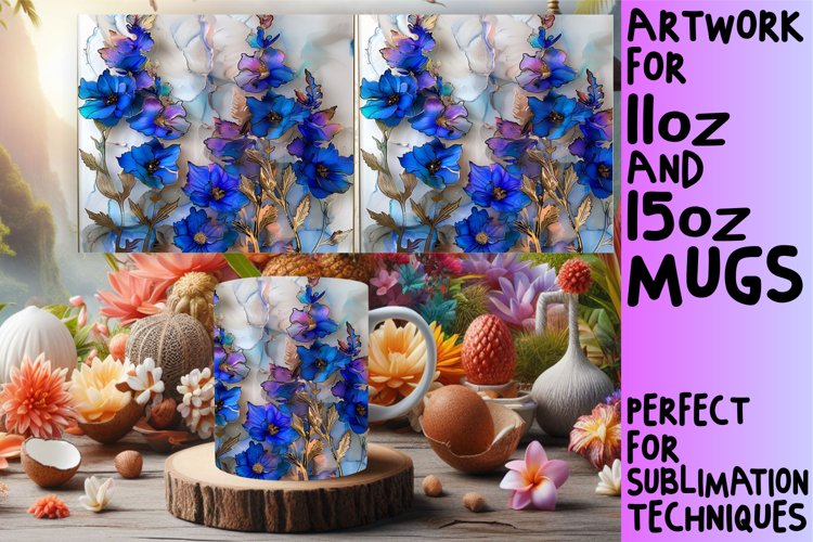 Radiant 3D Floral Elegance Mug Wrap: Sublimation - 11oz/15oz example image 1