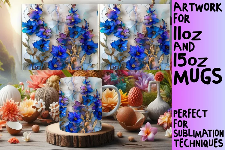 Radiant 3D Floral Elegance Mug Wrap: Sublimation - 11oz/15oz
