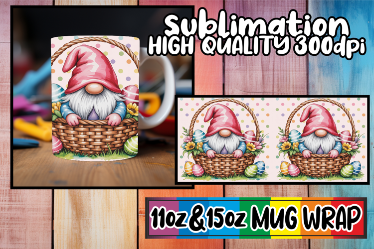 Serene days 11oz 15oz sublimation wrap, Easter Gnomes
