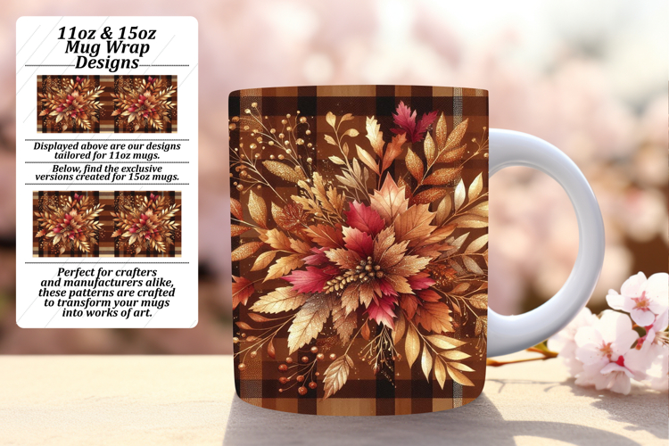 Inspiring 15oz Mug Wrap Png Template , Autumn Flower
