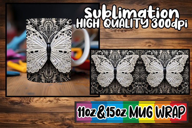 Enchanted Butterfly Haven: Mug Wrap Sublimation Magic