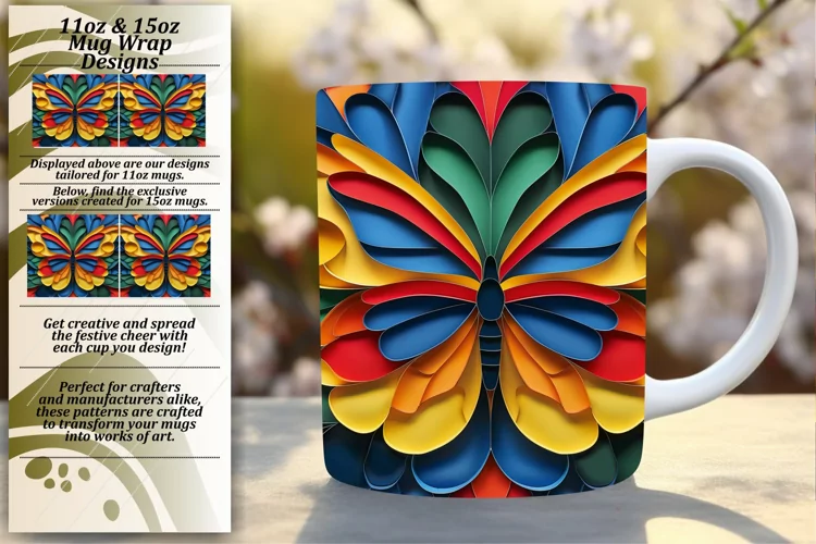 Chromatic Butterfly Elegance: Spring Mug Wrap