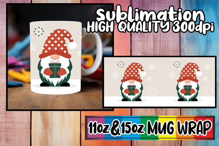Unique charm 11oz 15oz sublimation wrap, Gnomes