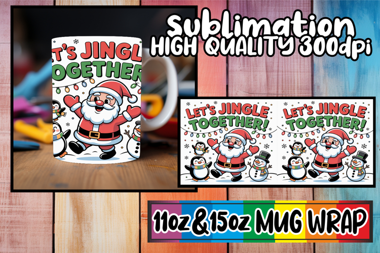 Radiant evenings 11oz 15oz sublimation wrap, Funny Santa