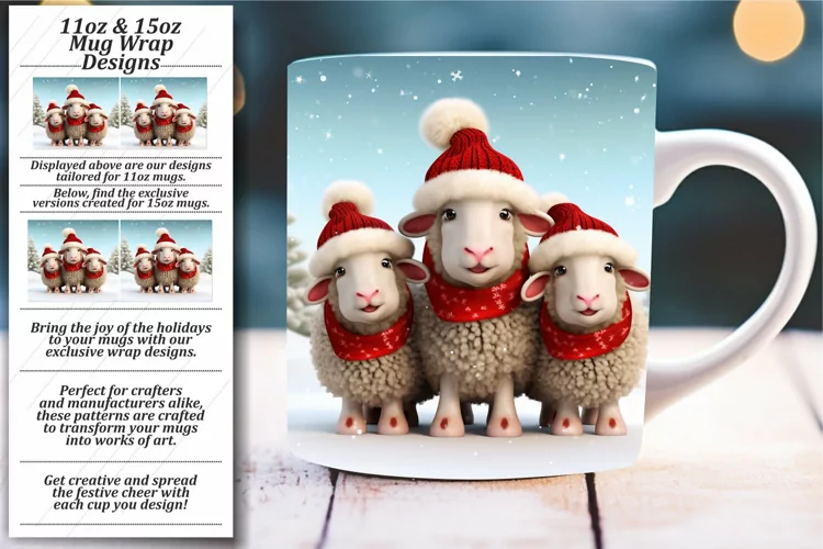 Festive Holiday Joy: Vibrant Christmas Mug Wrap