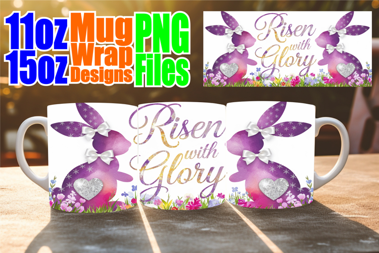Uplifting days 11oz 15oz sublimation wrap, Easter Bunny
