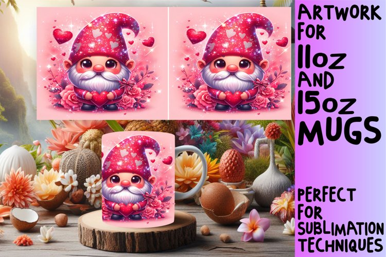 Sublimation Gnome Mug Decor for Valentines