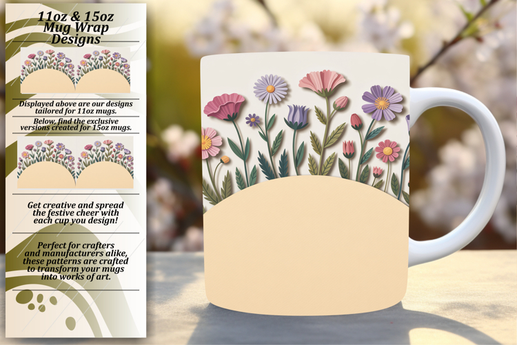 BEAUTY 15oz Mug Wrap PNG Design , Flowers