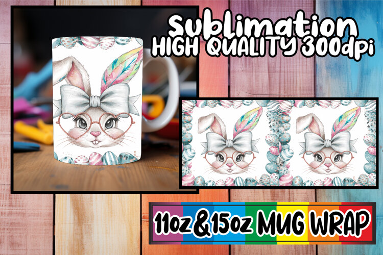 Radiant adventures 11oz 15oz sublimation wrap, Easter Bunny example image 1