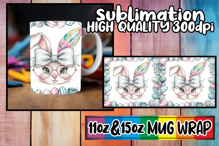 Radiant adventures 11oz 15oz sublimation wrap, Easter Bunny