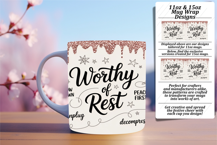 BEAUTIFUL 15oz Mug Wrap PNG , Girl Quote