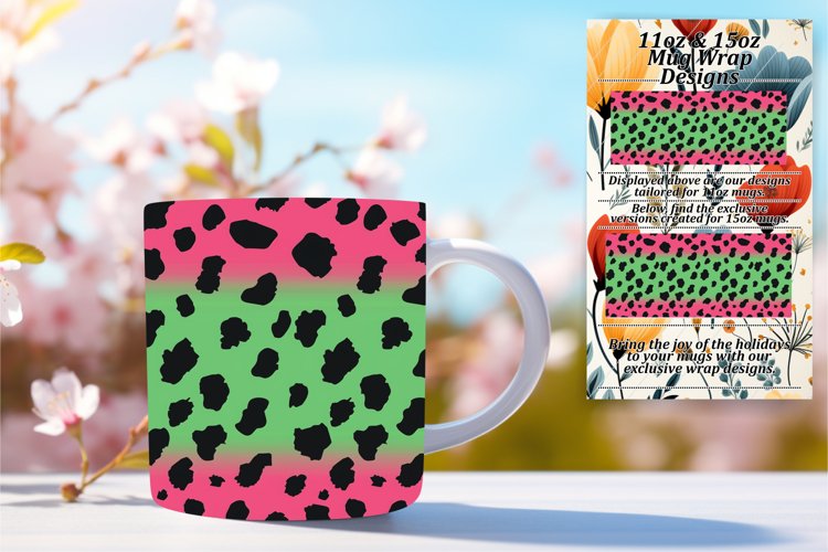 Glitter Leopard Print Mug Wrap 11oz/15oz Patterns