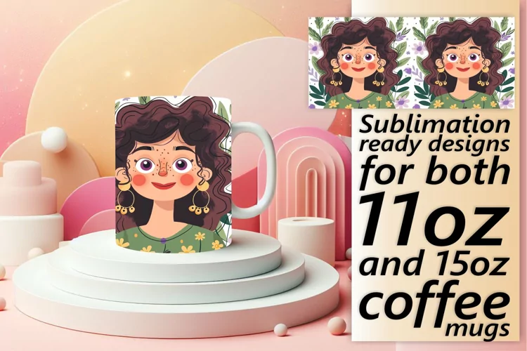 Beautiful Floral Woman Mug Wrap Sublimation 11oz/15oz