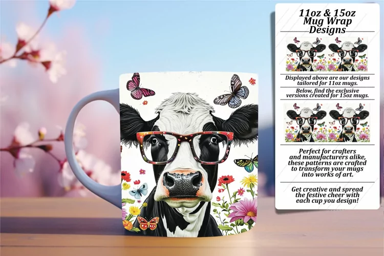Vibrant Bovine Charm Mug Wrap