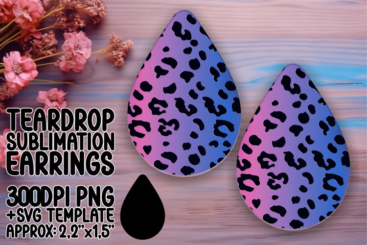 Exotic Gradient Leopard Art Teardrop Earring Wrap PNG example image 1
