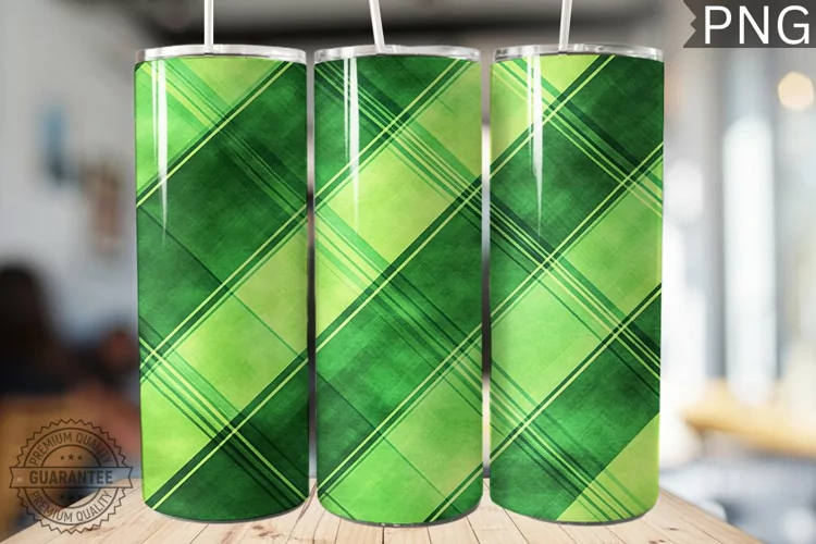 Green Plaid Tumbler Wrap - High Quality 300 Dpi