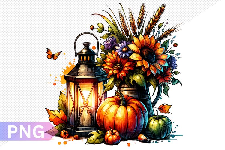 Autumn Harvest Pumpkin Sublimation - Pumpkin Clipart Design