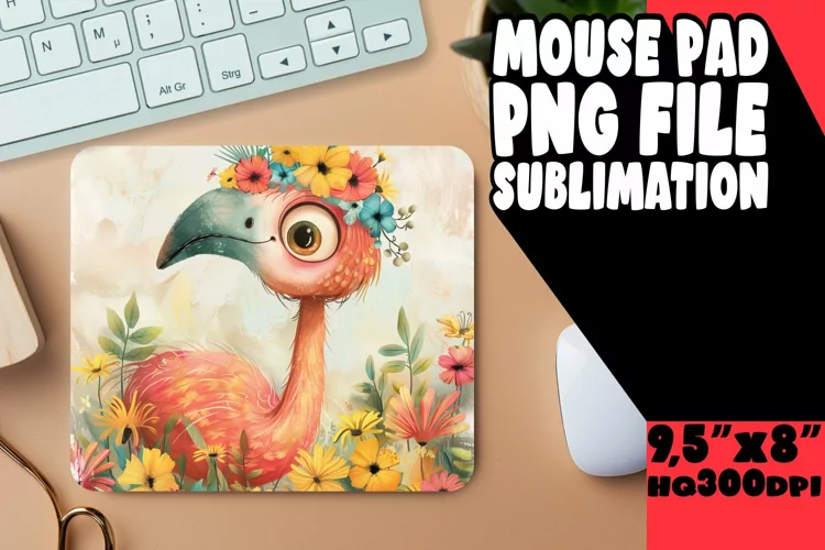 Watercolor Flamingo Mouse Pad for Spring Mugs