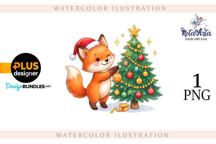 Illustration of a cute Christmas fox