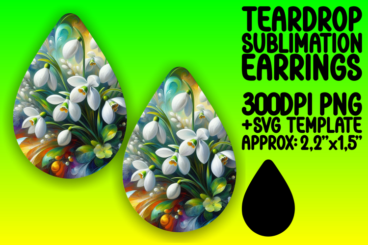 Elegant Teardrop Earrings Artwork PNG , Flowers