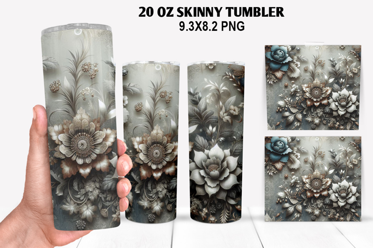 Flowers Skinny Tumbler 20oz Wrap Design, Spring Tumbler Wrap