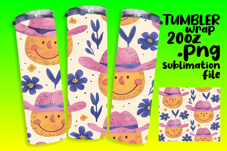 Retro Floral Tumbler Wrap Sublimation Art 20oz
