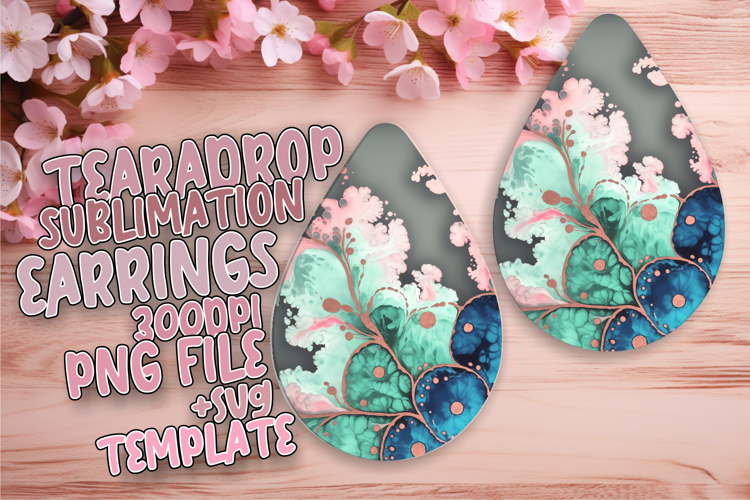 Bright Teardrop Earrings Template Art , Abstract Pattern