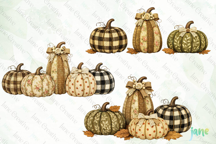 Vintage Pumpkin Clipart example image 1