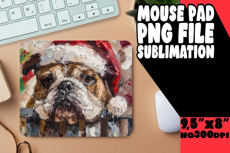 Christmas Mouse Pad Sublimation Winter Peeking Dog Art
