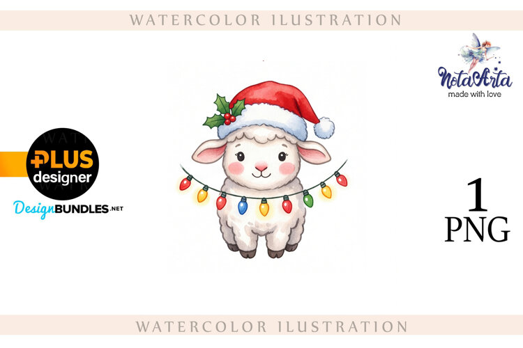 Christmas Sheep in Watercolor Style example image 1