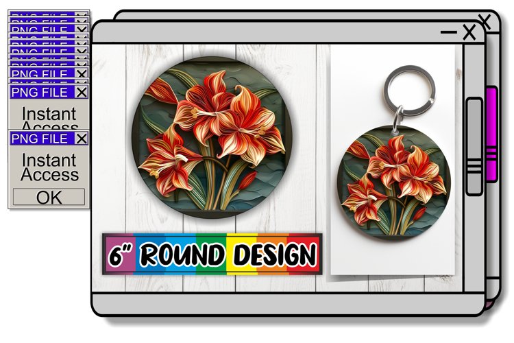 Spring Blossoms 3D Keychain Circle Design Sublimation example image 1