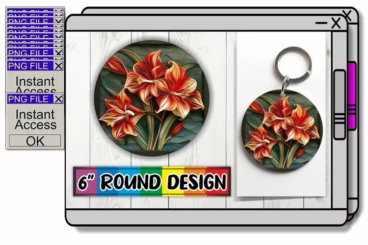 Spring Blossoms 3D Keychain Circle Design Sublimation