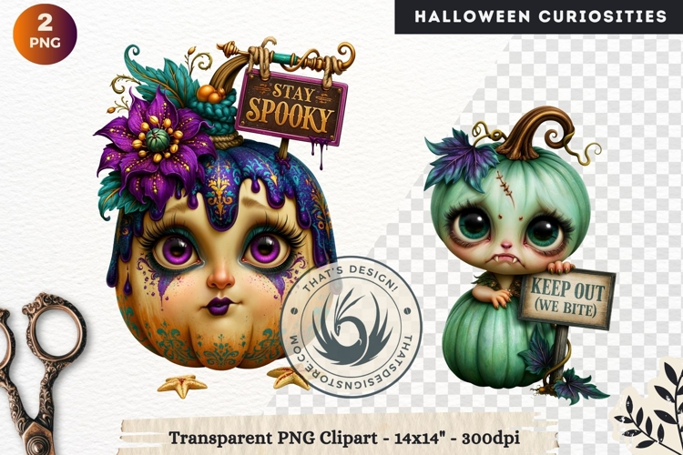 Surreal Halloween Character Cliparts Spooky Curiosities