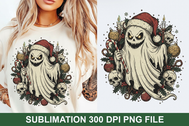 Christmas Ghost Sublimation - Christmas PNG Design